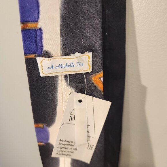 Vintage Silk Tie Art To Wear 90's Design Retro Bold Abstract Unique Hand Painted - Picture 5 of 6